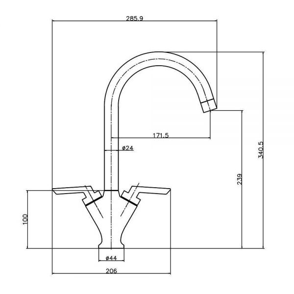 Reginox Piqua Chrome Mono Kitchen Mixer Tap #2