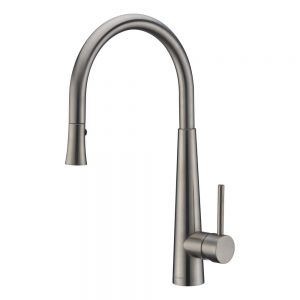 Clearwater Porrima Single Lever Brushed Nickel Pull Out Monobloc Kitchen Sink Mixer Tap