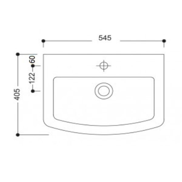 Kartell Aspect 550mm 1 Tap Hole Basin and Semi Square Pedestal POT260PU POT454SE #2