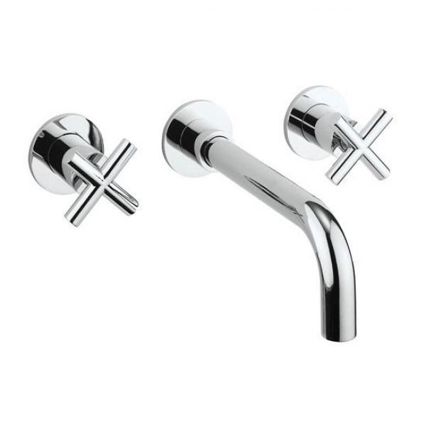 Crosswater MPRO Chrome 3 Hole Wall Mounted Basin Mixer Tap with Crosshead Handles