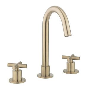 Crosswater MPRO Brushed Brass 3 Hole Deck Mounted Basin Mixer Tap with Crosshead Handles