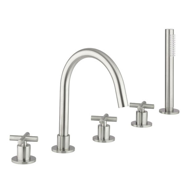 Crosswater MPRO Brushed Stainless Steel 5 Hole Deck Mounted Bath Tap