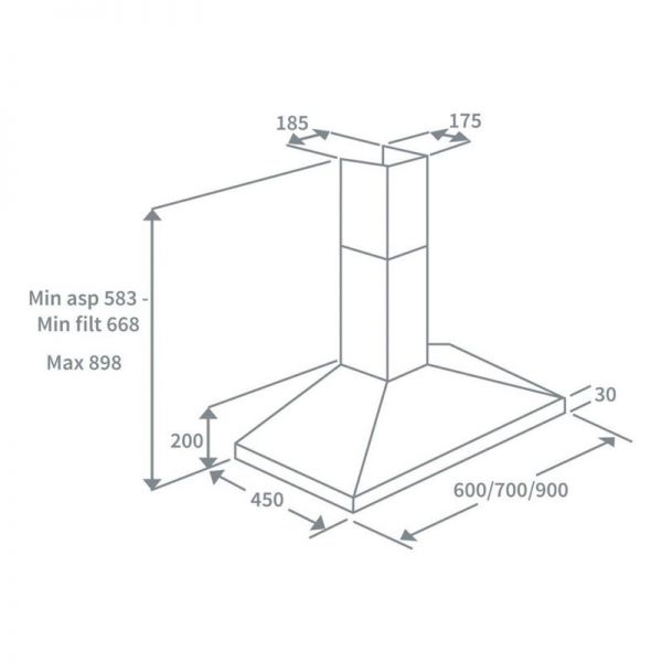 Prima 60cm Stainless Steel Kitchen Hood #2