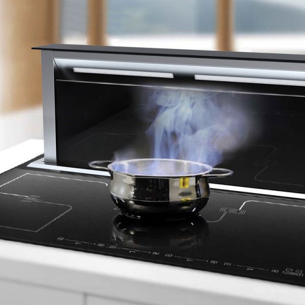 Prima Plus 88cm Black Glass Counter Top Downdraft Kitchen Extractor #2