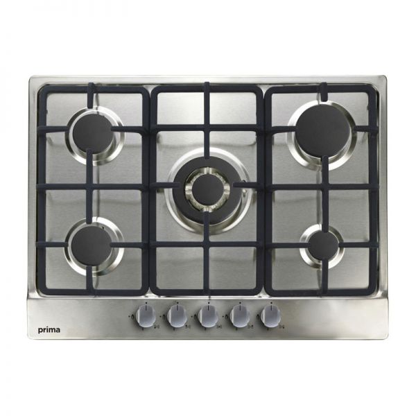 Prima 70cm Stainless Steel Built In Gas Hob with Cast Iron Pan Support