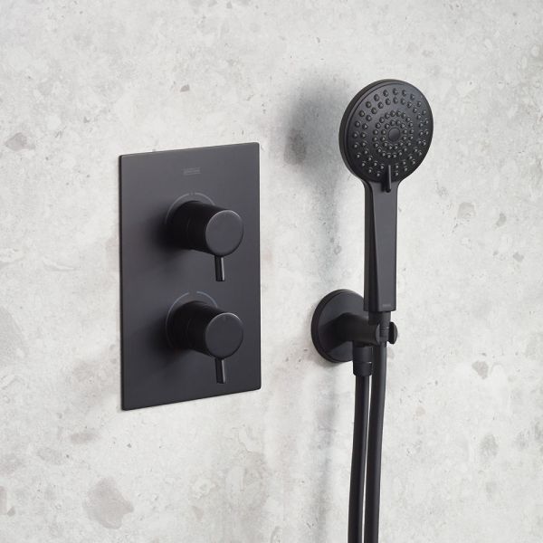 Bristan Prism Matt Black 2 Outlet Shower Pack with Overhead Shower and Handset #3