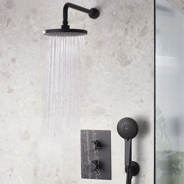 Bristan Prism Matt Black 2 Outlet Shower Pack with Overhead Shower and Handset #2