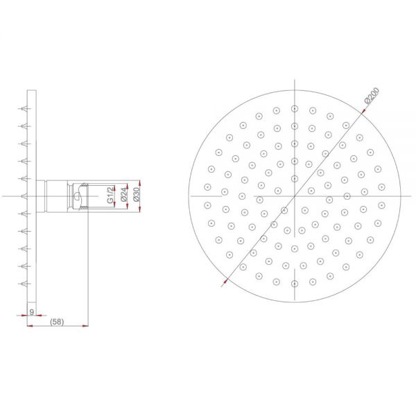 Crosswater MPRO Matt Black 200mm Showerhead PRO200M #2