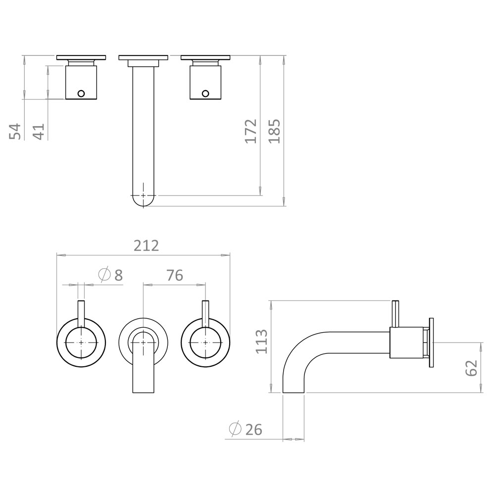 Crosswater MPRO Matt Black 3 Hole Wall Mounted Bath Filler Tap PRO330WM