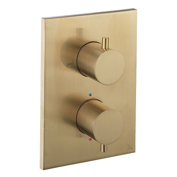 Crosswater MPRO Crossbox Brushed Brass Two Outlet Thermostatic Shower Valve