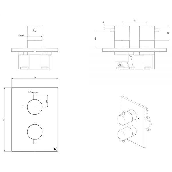 Crosswater MPRO Crossbox Stainless Steel Two Outlet Thermostatic Shower Valve #2