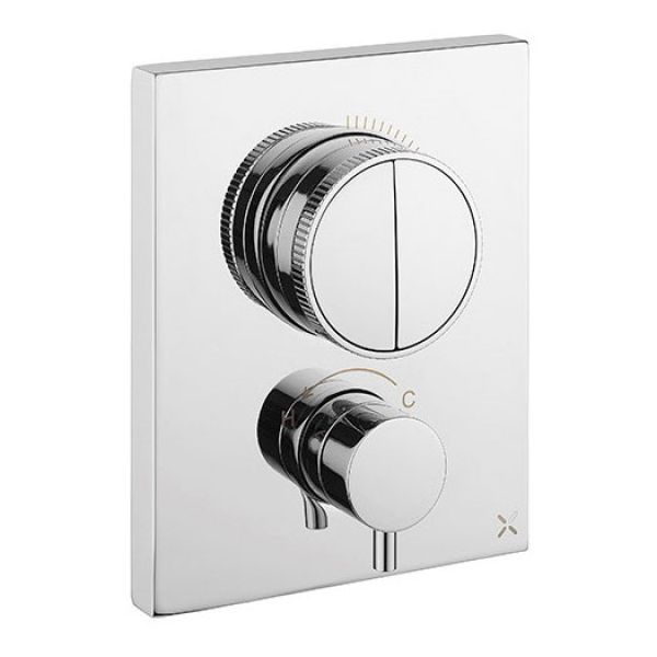 Crosswater MPRO Push Crossbox Chrome Two Outlet Thermostatic Shower Valve