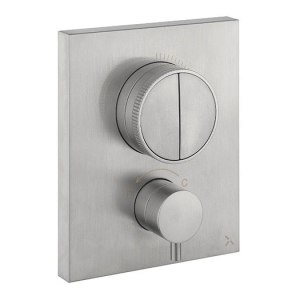 Crosswater MPRO Push Crossbox Stainless Steel Two Outlet Thermostatic Shower Valve