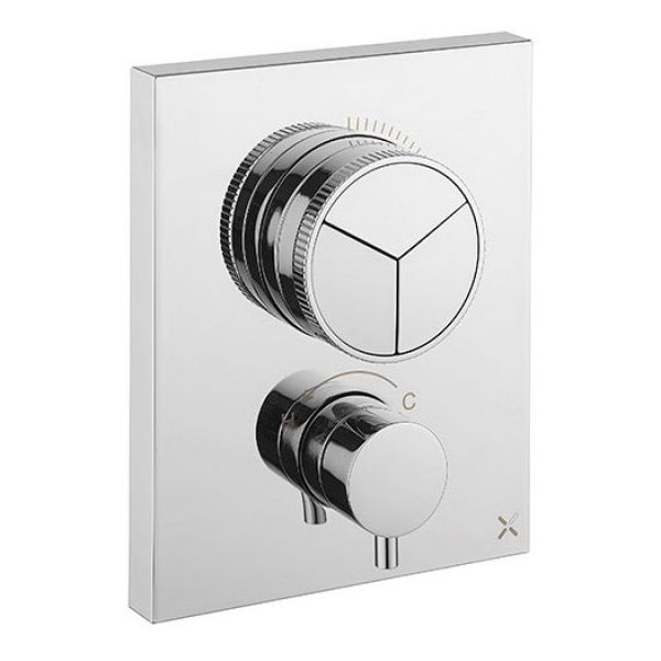 Crosswater MPRO Push Crossbox Chrome Three Outlet Thermostatic Shower Valve