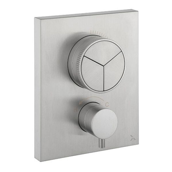 Crosswater MPRO Push Crossbox Stainless Steel Three Outlet Thermostatic Shower Valve