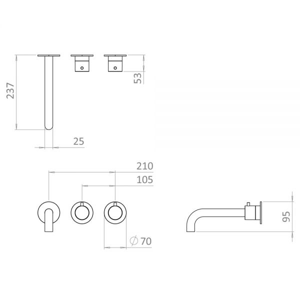 Crosswater Module Chrome 3 Outlet Thermostatic Shower Valve and Bath Spout #2