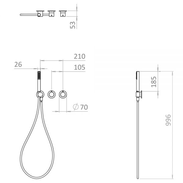 Crosswater Module Chrome 2 Outlet Thermostatic Shower Valve and Handset Kit #2
