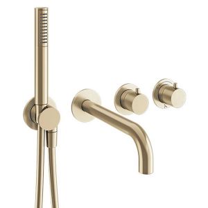 Crosswater Module Brushed Brass 2 Outlet Thermostatic Shower Valve with Bath Spout and Handset