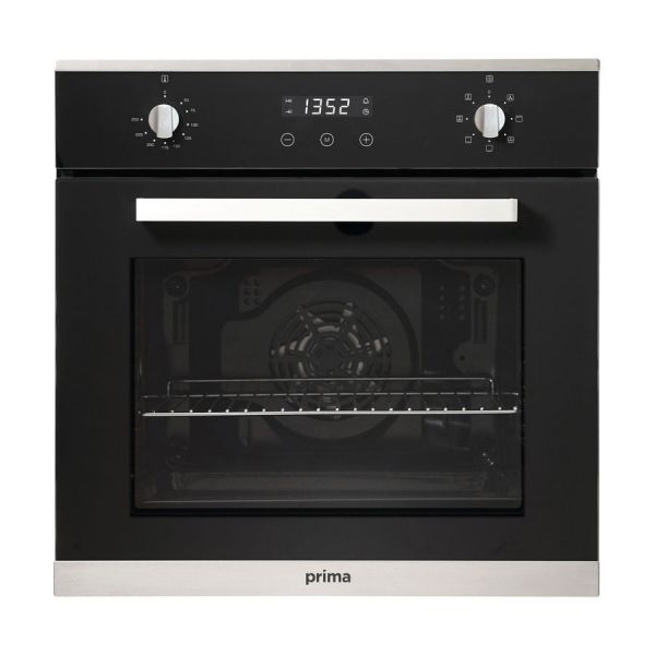 Prima Plus Black and Stainless Steel Built In Single Electric Fan Oven