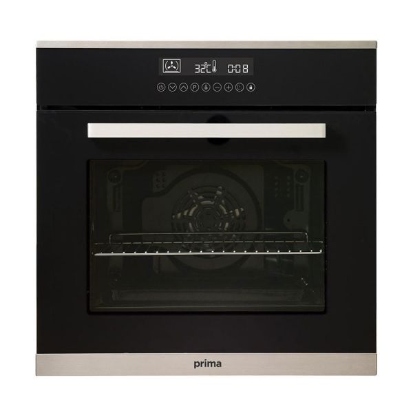 Prima Plus Black and Stainless Steel Built In Single Pyrolytic Fan Oven with Digital Control