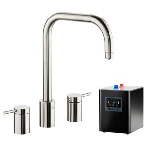 Abode Pronteau Project Brushed Nickel 4 in 1 Boiling Hot and Filtered Cold Water 3 Hole Kitchen Mixer Tap and Tank