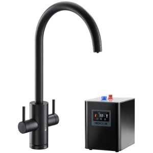 Abode Pronteau Profile Matt Black 4 in 1 Boiling Hot and Filtered Cold Water Kitchen Mixer Tap and Tank