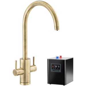 Abode Pronteau Profile Antique Brass 4 in 1 Boiling Hot and Filtered Cold Water Kitchen Mixer Tap and Tank