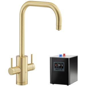 Abode Pronteau Project Brushed Brass 4 in 1 Boiling Hot and Filtered Cold Water Kitchen Mixer Tap and Tank
