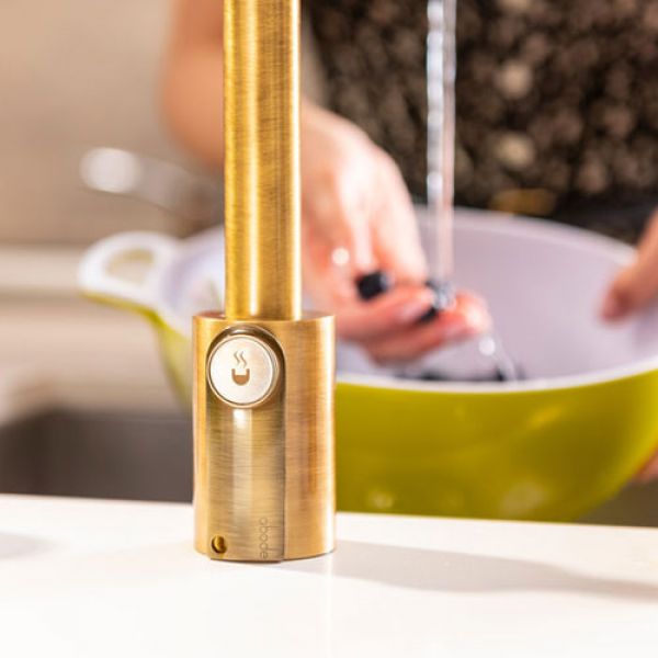 Abode Pronteau Profile Antique Brass 4 in 1 Boiling Hot and Filtered Cold Water 3 Hole Kitchen Mixer Tap and Tank #3