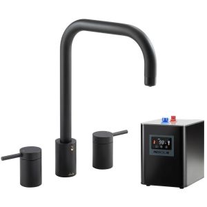 Abode Pronteau Project Matt Black 4 in 1 Boiling Hot and Filtered Cold Water 3 Hole Kitchen Mixer Tap and Tank