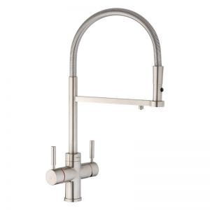 Abode Pronteau Professional Brushed Nickel 3 in 1 Boiling Hot Water Kitchen Mixer Tap and Tank
