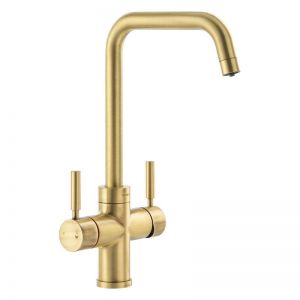 Abode Pronteau Propure Quad Brushed Brass 4 in 1 Boiling Hot and Filtered Cold Water Kitchen Mixer Tap and Tank