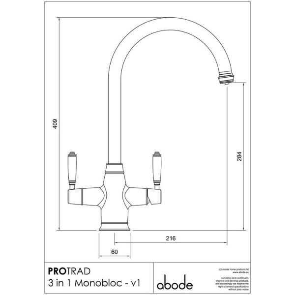 Abode Pronteau Protrad Chrome 3 in 1 Boiling Hot Water Kitchen Mixer Tap and Tank #5