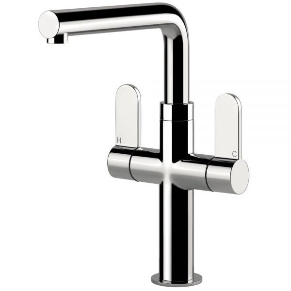 Clearwater Pulsar Twin Lever Chrome Monobloc Kitchen Sink Mixer Tap