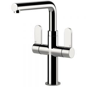 Clearwater Pulsar Twin Lever Chrome Monobloc Kitchen Sink Mixer Tap