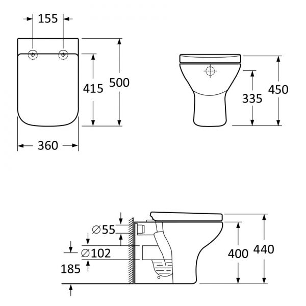 Apex Porto Rimless Back To Wall Toilet #2