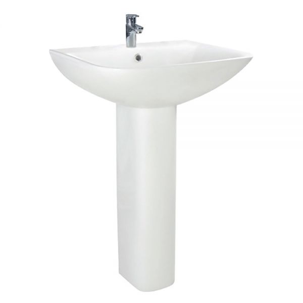 Apex Porto One Tap Hole Basin and Full Pedestal 550 x 450mm