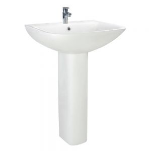Apex Porto One Tap Hole Basin and Full Pedestal 550 x 450mm
