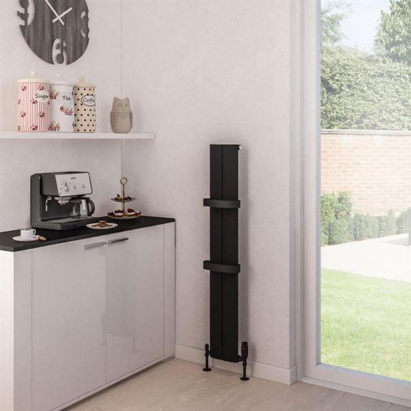 Eastbrook Preston 1200 x 185 Matt Black Aluminium Designer Radiator #2
