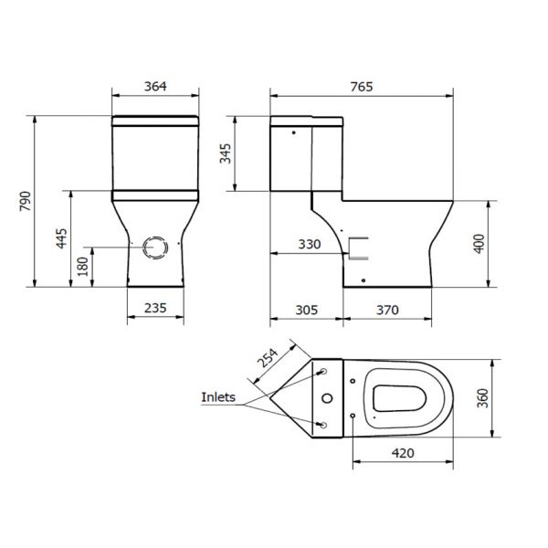 Kartell Project Round Close Coupled WC with Corner Cistern and Toilet Seat #2