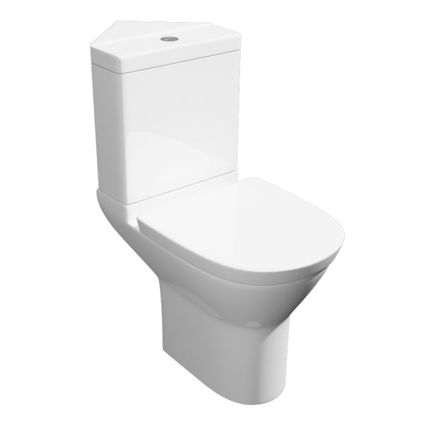 Kartell Project Round Close Coupled WC with Corner Cistern and Toilet Seat