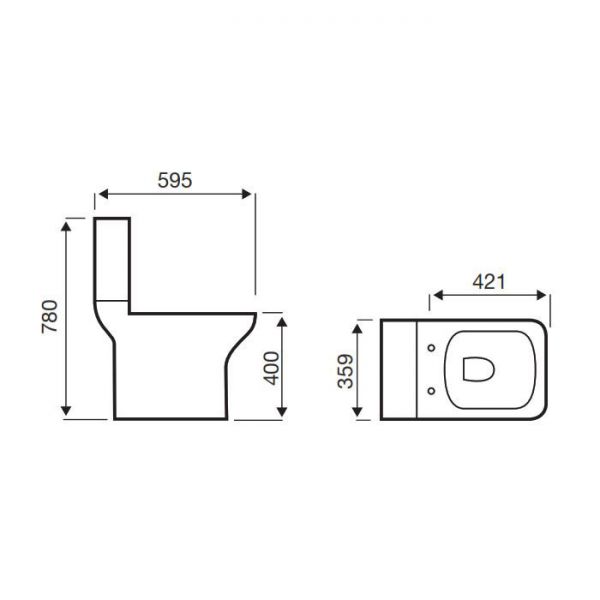 Kartell Project Square Close Coupled WC with Cistern and Toilet Seat #2