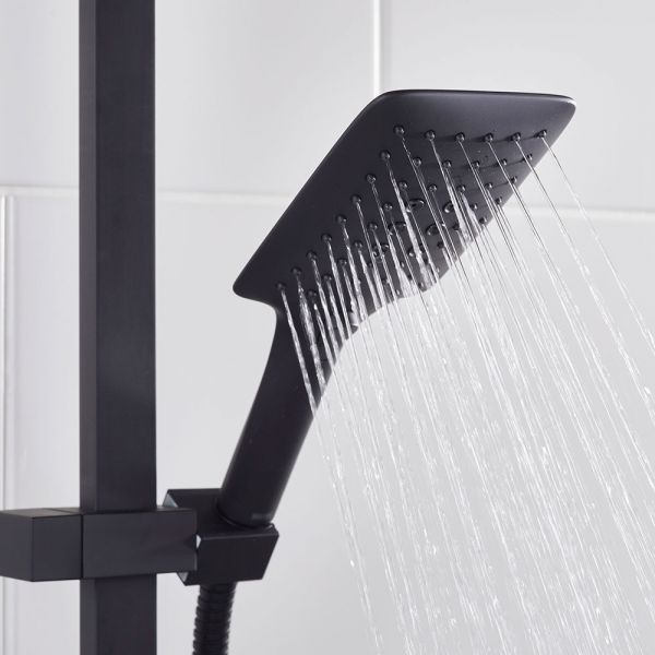 Bristan Quadrato Black Safe Touch Adjustable Thermostatic Rigid Riser Bar Shower Kit #3
