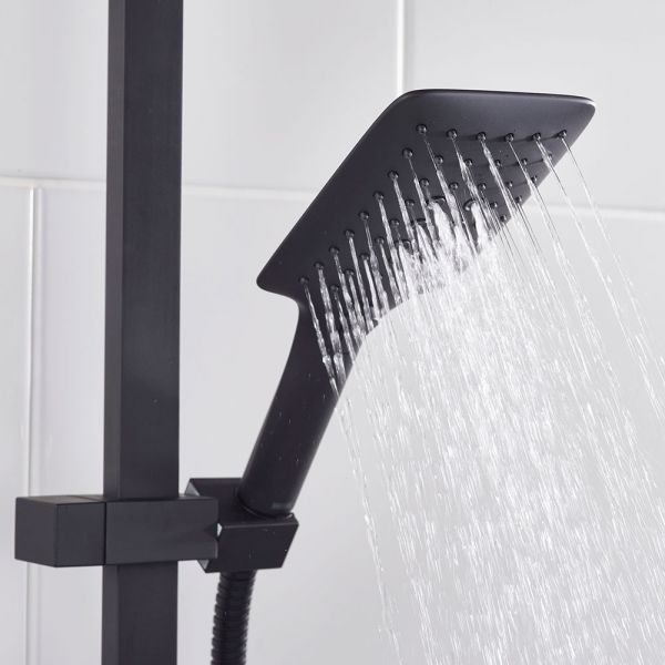 Bristan Quadrato Black Safe Touch Adjustable Thermostatic Rigid Riser Bar Shower Kit #4