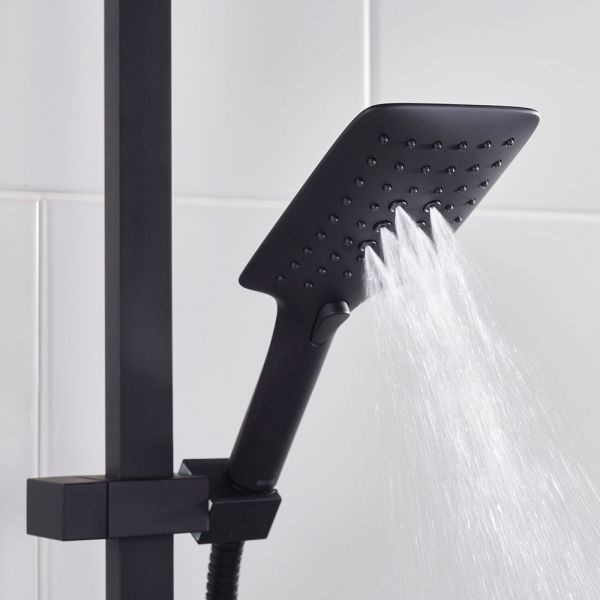 Bristan Quadrato Black Safe Touch Adjustable Thermostatic Rigid Riser Bar Shower Kit #5