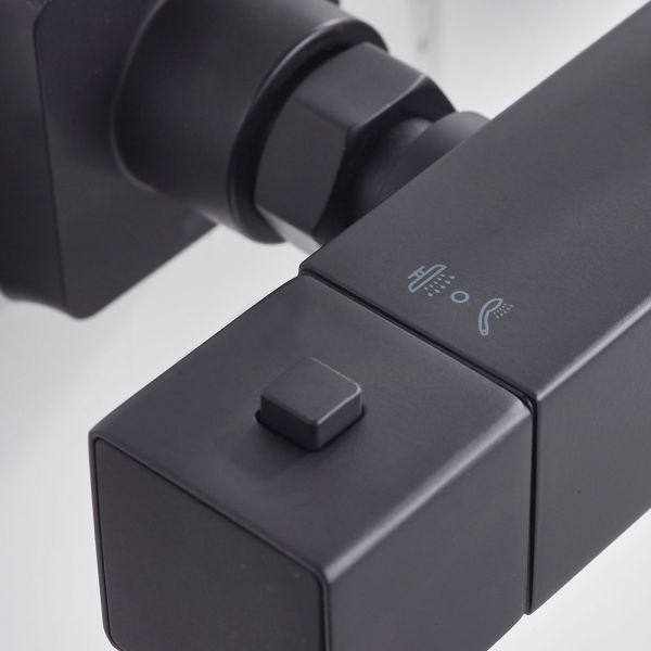 Bristan Quadrato Black Safe Touch Adjustable Thermostatic Rigid Riser Bar Shower Kit #7
