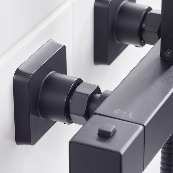 Bristan Quadrato Black Safe Touch Adjustable Thermostatic Rigid Riser Bar Shower Kit #8