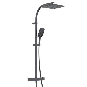 Bristan Quadrato Black Safe Touch Adjustable Thermostatic Rigid Riser Bar Shower Kit