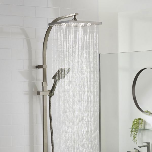 Bristan Quadrato Gun Metal Safe Touch Adjustable Thermostatic Rigid Riser Bar Shower Kit #2