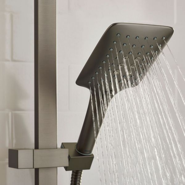 Bristan Quadrato Gun Metal Safe Touch Adjustable Thermostatic Rigid Riser Bar Shower Kit #4